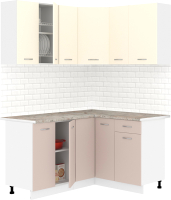 Кухонный гарнитур Кортекс-мебель Корнелия Лира 1.5x1.3 (крем/капучино/марсель) - 