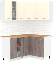 Кухонный гарнитур Кортекс-мебель Корнелия Лира 1.5x1.3 (крем/оникс/дуб бунратти) - 