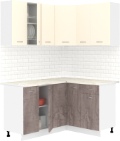 Готовая кухня Кортекс-мебель Корнелия Лира 1.5x1.3 (крем/оникс/королевский опал) - 