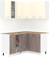 Кухонный гарнитур Кортекс-мебель Корнелия Лира 1.5x1.3 (крем/оникс/мадрид) - 