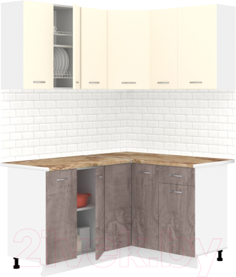 Готовая кухня Кортекс-мебель Корнелия Лира 1.5x1.3 (крем/оникс/мадрид)