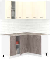 Кухонный гарнитур Кортекс-мебель Корнелия Лира 1.5x1.3 (крем/оникс/марсель) - 