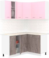 Кухонный гарнитур Кортекс-мебель Корнелия Лира 1.5x1.3 (розовый/оникс/королевский опал) - 