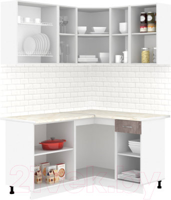 Готовая кухня Кортекс-мебель Корнелия Лира 1.5x1.3 (розовый/оникс/королевский опал)