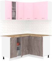 Готовая кухня Кортекс-мебель Корнелия Лира 1.5x1.3 (розовый/оникс/мадрид) - 