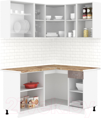 Готовая кухня Кортекс-мебель Корнелия Лира 1.5x1.3 (розовый/оникс/мадрид)