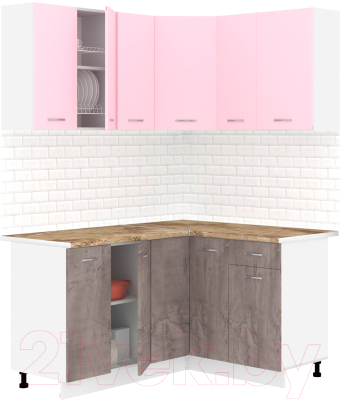 Готовая кухня Кортекс-мебель Корнелия Лира 1.5x1.3 (розовый/оникс/мадрид)