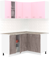 Кухонный гарнитур Кортекс-мебель Корнелия Лира 1.5x1.3 (розовый/оникс/марсель) - 