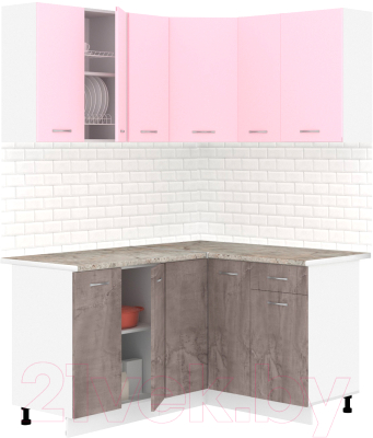 Готовая кухня Кортекс-мебель Корнелия Лира 1.5x1.3 (розовый/оникс/марсель)