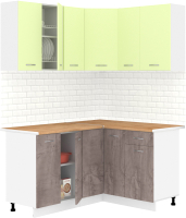 Кухонный гарнитур Кортекс-мебель Корнелия Лира 1.5x1.3 (салатовый/оникс/дуб бунратти) - 