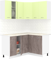 Готовая кухня Кортекс-мебель Корнелия Лира 1.5x1.3 (салатовый/оникс/королевский опал) - 