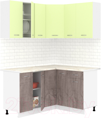 Готовая кухня Кортекс-мебель Корнелия Лира 1.5x1.3 (салатовый/оникс/королевский опал)
