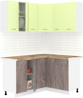 Кухонный гарнитур Кортекс-мебель Корнелия Лира 1.5x1.3 (салатовый/оникс/мадрид) - 