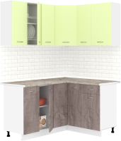 Кухонный гарнитур Кортекс-мебель Корнелия Лира 1.5x1.3 (салатовый/оникс/марсель) - 