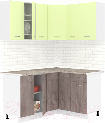 Готовая кухня Кортекс-мебель Корнелия Лира 1.5x1.3 (салатовый/оникс/марсель)