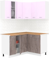 Готовая кухня Кортекс-мебель Корнелия Лира 1.5x1.3 (сирень/оникс/дуб бунратти) - 