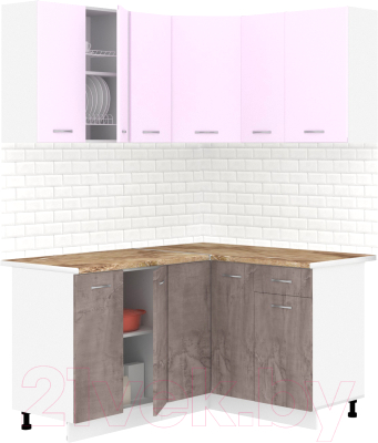 Готовая кухня Кортекс-мебель Корнелия Лира 1.5x1.3 (сирень/оникс/мадрид)