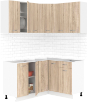 Готовая кухня Кортекс-мебель Корнелия Лира 1.5x1.3 без столешницы (дуб сонома) - 