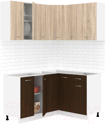 Кухонный гарнитур Кортекс-мебель Корнелия Лира 1.5x1.3 без столешницы (дуб сонома/венге)