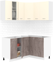 Кухонный гарнитур Кортекс-мебель Корнелия Лира 1.5x1.3 без столешницы (крем/оникс) - 