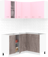 Готовая кухня Кортекс-мебель Корнелия Лира 1.5x1.3 без столешницы (розовый/оникс) - 