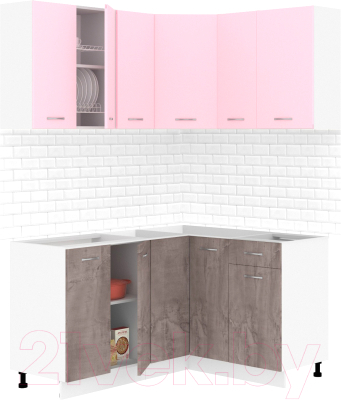 Готовая кухня Кортекс-мебель Корнелия Лира 1.5x1.3 без столешницы (розовый/оникс)
