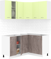 Кухонный гарнитур Кортекс-мебель Корнелия Лира 1.5x1.3 без столешницы (салатовый/оникс) - 
