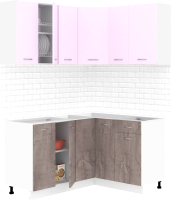 Кухонный гарнитур Кортекс-мебель Корнелия Лира 1.5x1.3 без столешницы (сирень/оникс) - 