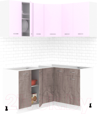 Кухонный гарнитур Кортекс-мебель Корнелия Лира 1.5x1.3 без столешницы (сирень/оникс)