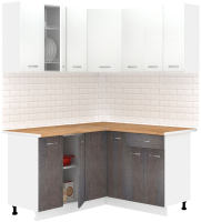 Кухонный гарнитур Кортекс-мебель Корнелия Лира 1.5x1.4 (белый/береза/дуб бунратти) - 