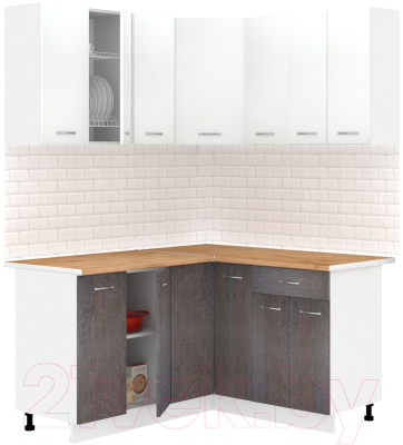 Готовая кухня Кортекс-мебель Корнелия Лира 1.5x1.4 (белый/береза/дуб бунратти)