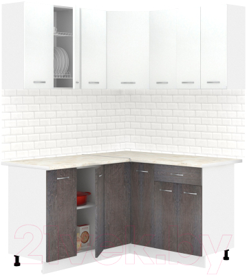 Готовая кухня Кортекс-мебель Корнелия Лира 1.5x1.4 (белый/береза/королевский опал)