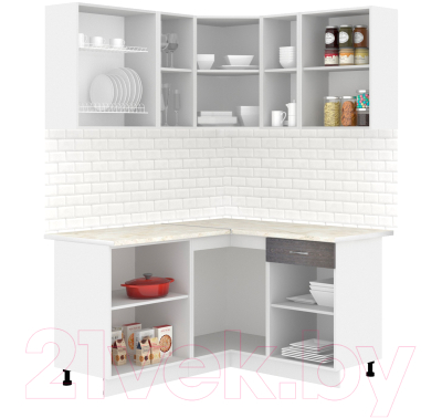 Готовая кухня Кортекс-мебель Корнелия Лира 1.5x1.4 (сирень/оникс/мадрид)