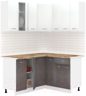 Готовая кухня Кортекс-мебель Корнелия Лира 1.5x1.4 (белый/береза/мадрид)