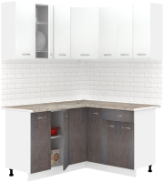 Кухонный гарнитур Кортекс-мебель Корнелия Лира 1.5x1.4 (белый/береза/марсель) - 