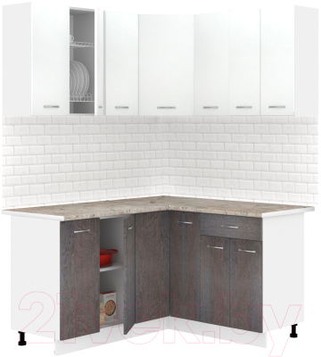 Готовая кухня Кортекс-мебель Корнелия Лира 1.5x1.4 (белый/береза/марсель)