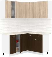 Готовая кухня Кортекс-мебель Корнелия Лира 1.5x1.4 (дуб сонома/венге/королевский опал) - 