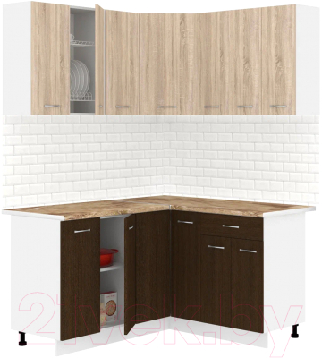 Готовая кухня Кортекс-мебель Корнелия Лира 1.5x1.4 (дуб сонома/венге/мадрид)