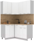Кухонный гарнитур Интерлиния Мила Лайт 1.2x1.6 (белый платинум/белый платинум/дуб бунратти) - 