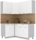 Готовая кухня Интерлиния Мила Лайт 1.2x1.7 (белый платинум/белый платинум/дуб бунратти) - 