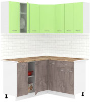 Готовая кухня Кортекс-мебель Корнелия Лира 1.5x1.4 (зеленый/оникс/мадрид) - 