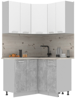 Кухонный гарнитур Интерлиния Мила Лайт 1.2x1.2 (белый платинум/бетон/бискайская сосна) - 