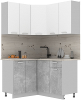 Кухонный гарнитур Интерлиния Мила Лайт 1.2x1.4 (белый платинум/бетон/бискайская сосна) - 
