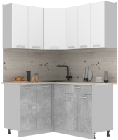 Кухонный гарнитур Интерлиния Мила Лайт 1.2x1.5 (белый платинум/бетон/бискайская сосна) - 