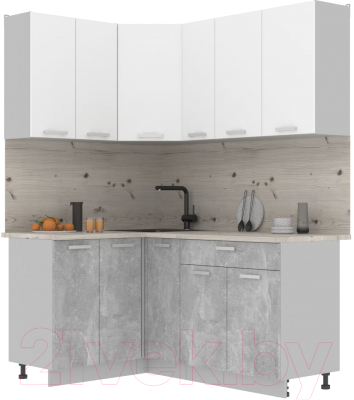 Готовая кухня Интерлиния Мила Лайт 1.2x1.7 (белый платинум/бетон/бискайская сосна)