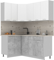 Кухонный гарнитур Интерлиния Мила Лайт 1.2x1.8 (белый платинум/бетон/бискайская сосна) - 