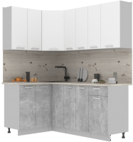 Кухонный гарнитур Интерлиния Мила Лайт 1.2x1.9 (белый платинум/бетон/бискайская сосна) - 