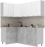 Готовая кухня Интерлиния Мила Лайт 1.2x2.0 (белый платинум/бетон/бискайская сосна) - 