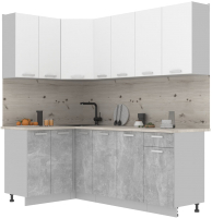 Кухонный гарнитур Интерлиния Мила Лайт 1.2x2.1 (белый платинум/бетон/бискайская сосна) - 