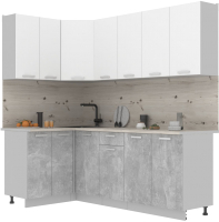 Кухонный гарнитур Интерлиния Мила Лайт 1.2x2.2 (белый платинум/бетон/бискайская сосна) - 